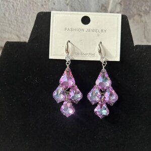 AB Iridescent Rhinestone Chandelier Drop Dangle Earrings Jewelry